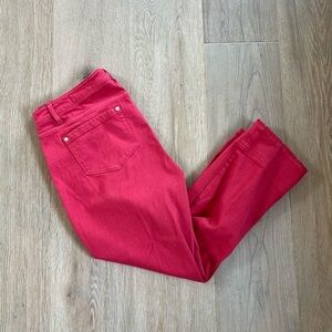 J. Jill Red Authentic Fit Cropped Pants Womens Size 12